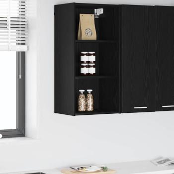 ARDEBO.de - Hängeschrank Riga Schwarz Eichen-Optik 40 x 29,5 x 80 cm