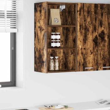 ARDEBO.de - Hängeschrank mit Regal Riga Geräucherte Eiche 40 x 29,5 x 80 cm