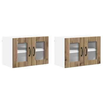 Küchenhängeschrank mit Tür 2 pcs Artisan-Eiche 60 x 31 x 40 cm