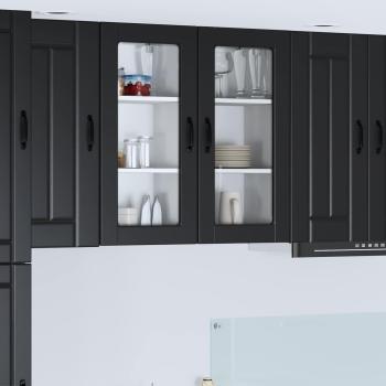 ARDEBO.de - Wandglas-Schrank LUCCA Schwarz 40 x 31 x 80 cm Holzwerkstoff