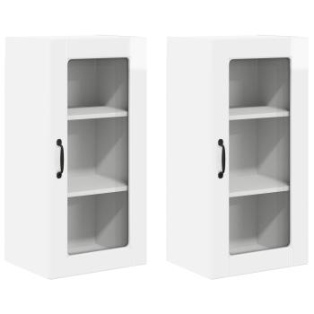 Küchenhängeschrank mit Tür 2 pcs Hochglanz Weiß 40 x 31 x 80 cm