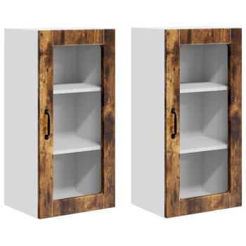 Wandglas-Schrank LUCCA 2 stk. Geräucherte Eiche Holzwerkstoff