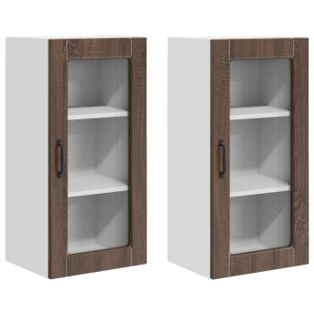 ARDEBO.de - Küchenhängeschrank 2 pcs Braun Eichen-Optik 40 x 31 x 80 cm