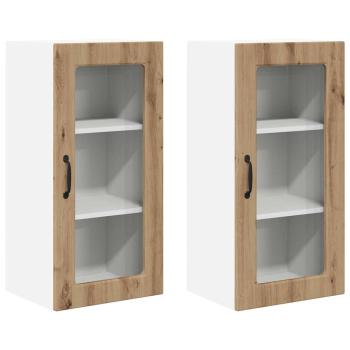 Küchenhängeschrank mit Tür 2 pcs Artisan-Eiche 40 x 31 x 80 cm