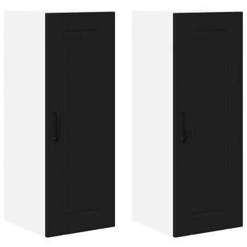 ARDEBO.de - Küchenhängeschrank 2 pcs Schwarz 30 x 31 x 80 cm Holzwerkstoff