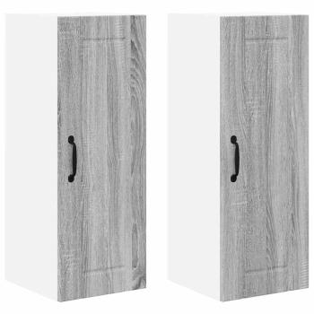Küchenhängeschrank mit Tür 2 pcs Graues Sonoma 30 x 31 x 80 cm