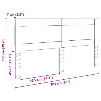 Kopfteil mit Kopfteil Geräucherte Eiche 200 cm Holzwerkstoff