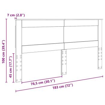 Kopfteil mit Kopfteil Geräucherte Eiche 180 cm Holzwerkstoff