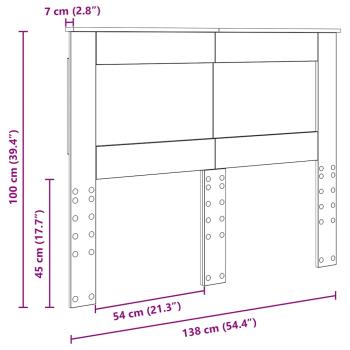 Kopfteil mit Kopfteil Geräucherte Eiche 135 cm Holzwerkstoff