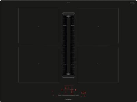 ARDEBO.de Siemens ED711HGA6 iQ500 Induktionskochfeld mit Dunstabzug+Flachkanal S(ED711HQ26E+HZ9VDSB4), 70cm breit, Rahmenlos aufliegend, schwarz