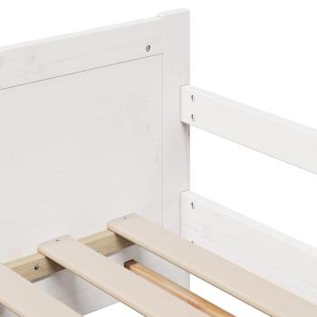 Bettgestell mit Matratze mit Kopfteil Weiß 80 x 200 cm