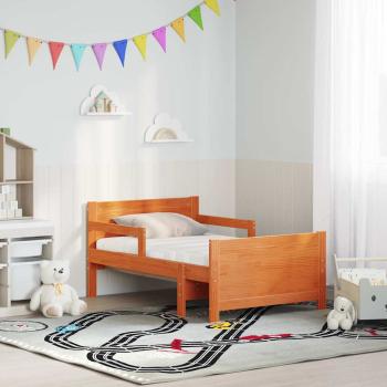 Bettgestell mit Matratze mit Kopfteil Wachsbraun 80 x 200 cm