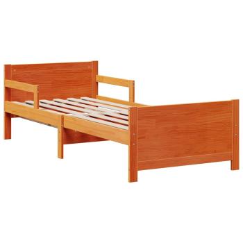 Bettgestell mit Matratze mit Kopfteil Wachsbraun 80 x 200 cm