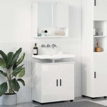 ARDEBO.de - Badezimmermöbel Set 2 pcs Hochglanz-Weiß 61 x 35 x 64 cm