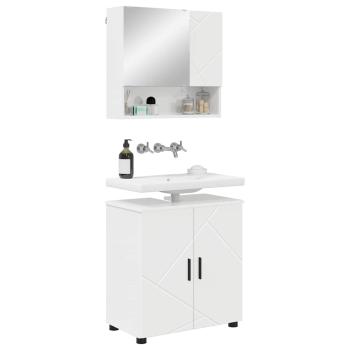 Badezimmermöbel Set 2 pcs Hochglanz-Weiß 61 x 35 x 64 cm