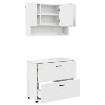 Badezimmermöbel Set 2 pcs Weiß 76,5 x 35 x 64 cm Holzwerkstoff