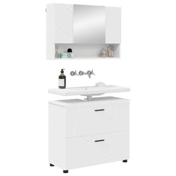 Badezimmermöbel Set 2 pcs Weiß 76,5 x 35 x 64 cm Holzwerkstoff