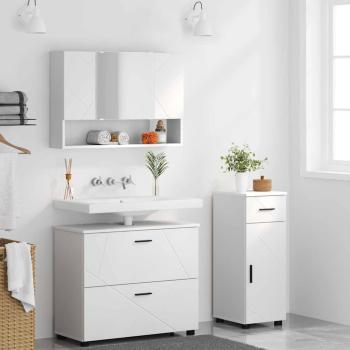 Badezimmermöbel Set 3 pcs Weiß 76,5 x 35 x 64 cm Holzwerkstoff