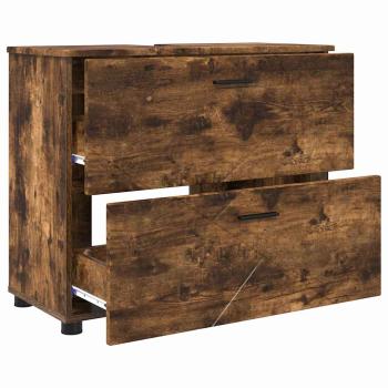 Badezimmermöbel Set 3 pcs Räuchereiche 76,5 x 35 x 64 cm