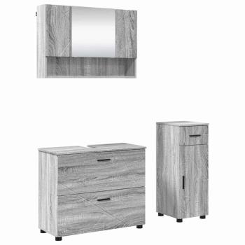 Badezimmermöbel Set mit Tür 3 pcs Grau Sonoma 76,5 x 35 x 64 cm