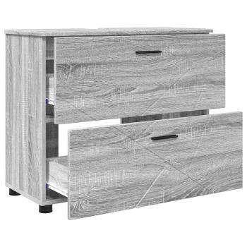Badezimmermöbel Set mit Tür 3 pcs Grau Sonoma 76,5 x 35 x 64 cm
