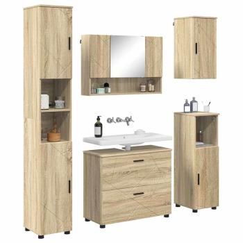 Badezimmermöbel Set mit Tür 5 pcs Sonoma-Eiche 30 x 35 x 192 cm