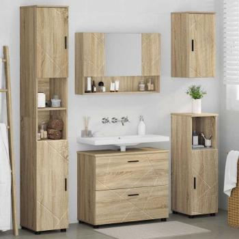 Badezimmermöbel Set mit Tür 5 pcs Sonoma-Eiche 30 x 35 x 192 cm