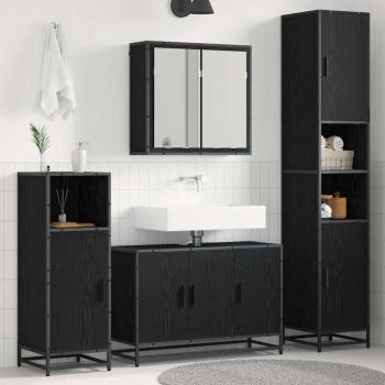 ARDEBO.de - Badezimmermöbel Set 4 pcs Schwarz Eichen-Optik 90 x 33 x 60 cm