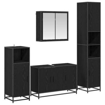 Badezimmermöbel Set 4 pcs Schwarz Eichen-Optik 90 x 33 x 60 cm