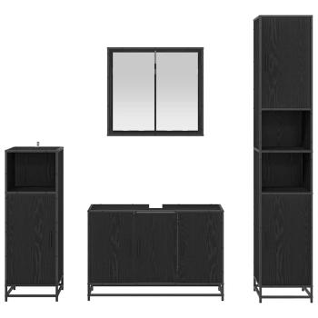 Badezimmermöbel Set 4 pcs Schwarz Eichen-Optik 90 x 33 x 60 cm