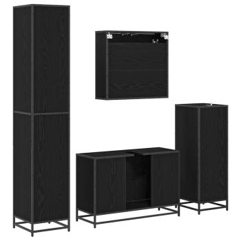 Badezimmermöbel Set 4 pcs Schwarz Eichen-Optik 90 x 33 x 60 cm