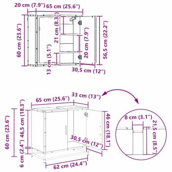 Badezimmermöbel Set 3 pcs Schwarz Eichen-Optik 65 x 33 x 60 cm