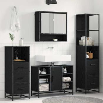 ARDEBO.de - Badezimmermöbel Set 4 pcs Schwarz Eichen-Optik 80 x 33 x 60 cm