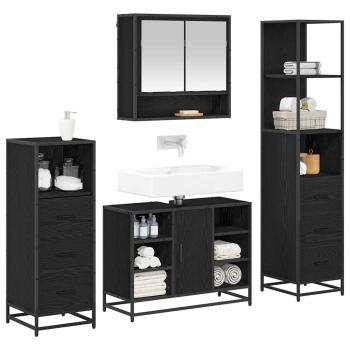Badezimmermöbel Set 4 pcs Schwarz Eichen-Optik 80 x 33 x 60 cm
