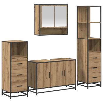 Badezimmermöbel Set mit Tür 4 pcs Artisan-Eiche 90 x 33 x 60 cm