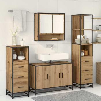 Badezimmermöbel Set mit Tür 4 pcs Artisan-Eiche 90 x 33 x 60 cm
