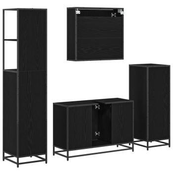 Badezimmermöbel Set 4 pcs Schwarz Eichen-Optik 90 x 33 x 60 cm