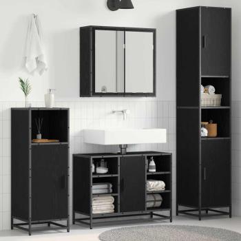 ARDEBO.de - Badezimmermöbel Set 4 pcs Schwarze Eiche 80 x 33 x 60 cm