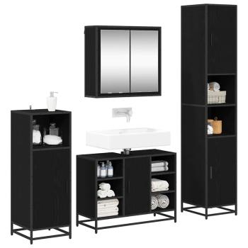 Badezimmermöbel Set 4 pcs Schwarze Eiche 80 x 33 x 60 cm