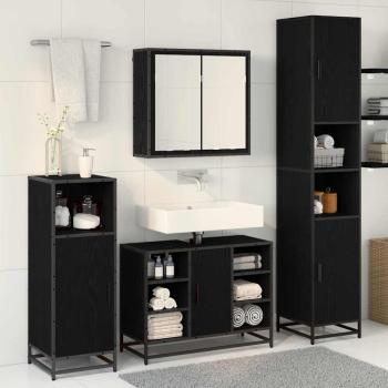 Badezimmermöbel Set 4 pcs Schwarze Eiche 80 x 33 x 60 cm