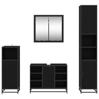 Badezimmermöbel Set 4 pcs Schwarze Eiche 80 x 33 x 60 cm