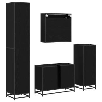 Badezimmermöbel Set 4 pcs Schwarze Eiche 80 x 33 x 60 cm