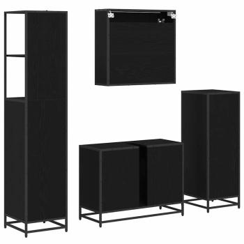 Badezimmermöbel Set 4 pcs Schwarz Eichen-Optik 80 x 33 x 60 cm