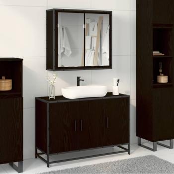 ARDEBO.de - Badezimmermöbel Set 2 pcs Schwarz Eichen-Optik 90 x 33 x 60 cm