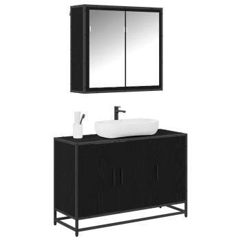 Badezimmermöbel Set 2 pcs Schwarz Eichen-Optik 90 x 33 x 60 cm
