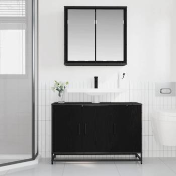 Badezimmermöbel Set 2 pcs Schwarz Eichen-Optik 90 x 33 x 60 cm