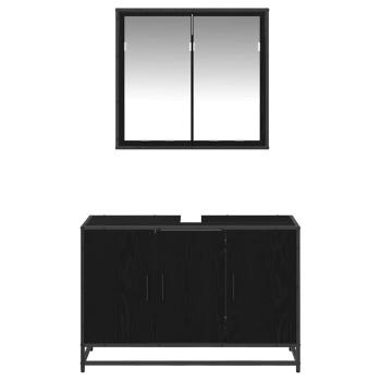 Badezimmermöbel Set 2 pcs Schwarz Eichen-Optik 90 x 33 x 60 cm