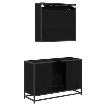 Badezimmermöbel Set 2 pcs Schwarz Eichen-Optik 90 x 33 x 60 cm