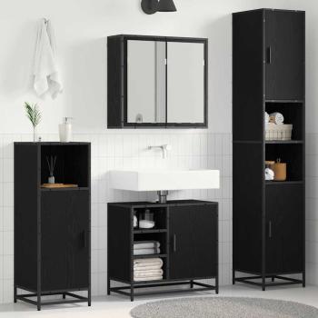 ARDEBO.de - Badezimmermöbel Set 3 pcs Schwarz Eichen-Optik 65 x 33 x 60 cm
