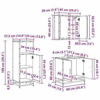 Badezimmermöbel Set mit Tür 3 pcs Artisan-Eiche 60 x 33 x 60 cm